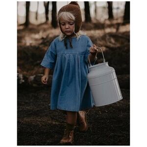 The Simple Folk | Organic Cotton Prairie Light Denim Dress | 0/3 Months